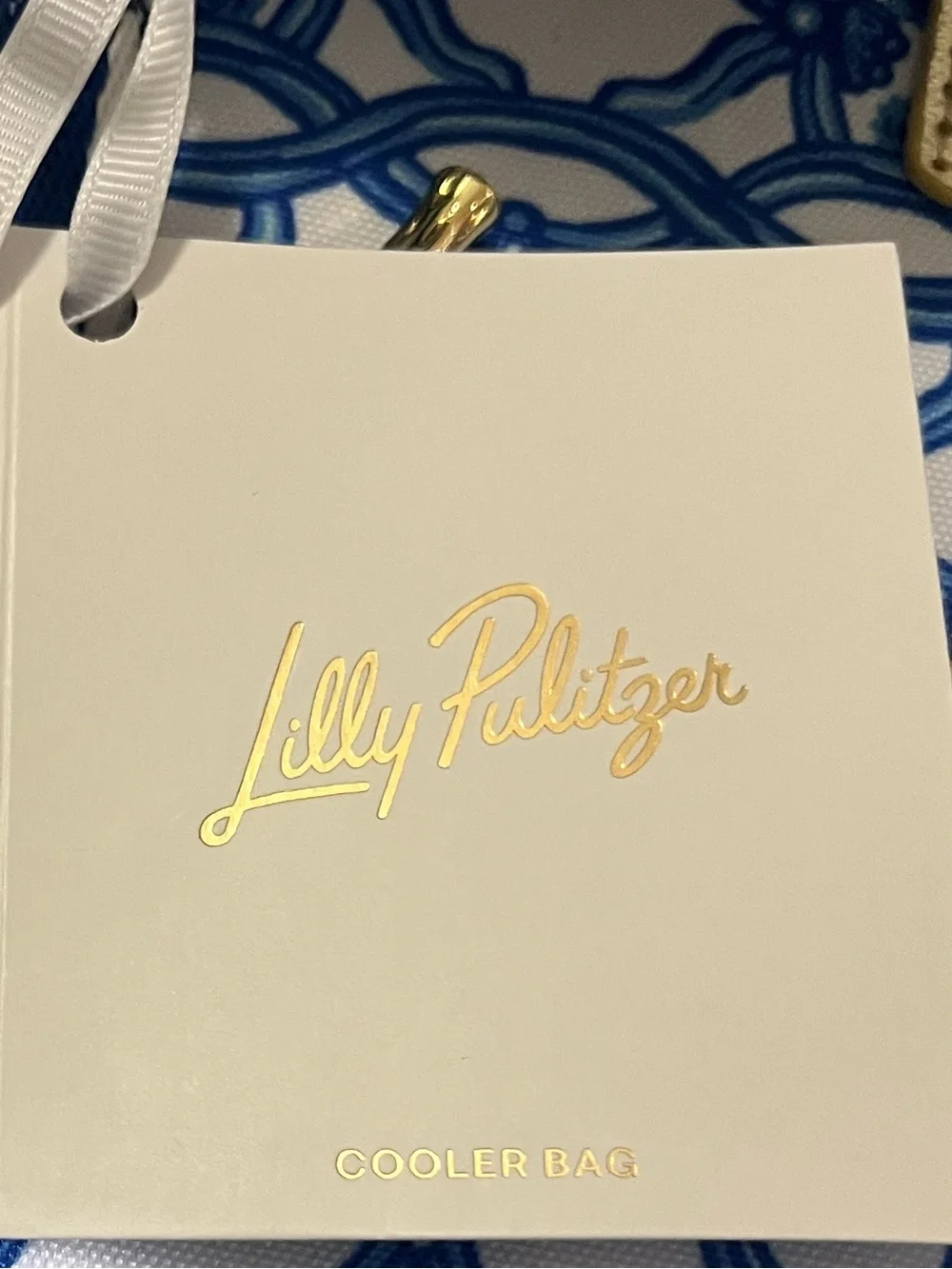 Lilly Pulitzer Blue and White Patterned Tote with Detachable Pouch & Strap